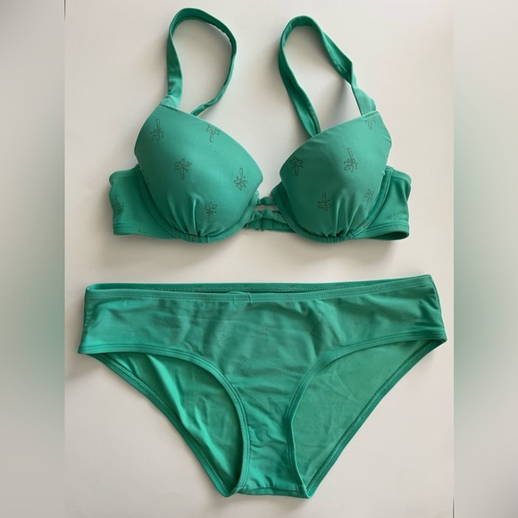 Aerie Palm Tree Bikini Swim Bathing Suit Beach Swimming Green Size Small Medium - Picture 1 of 7